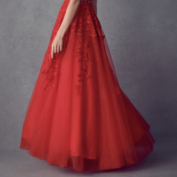 NEW LONG SLEEVELESS A-LINE POLYESTER DRESS EMBROIDERED WITH FLORAL LACE JT 224 - Picture 9 of 9